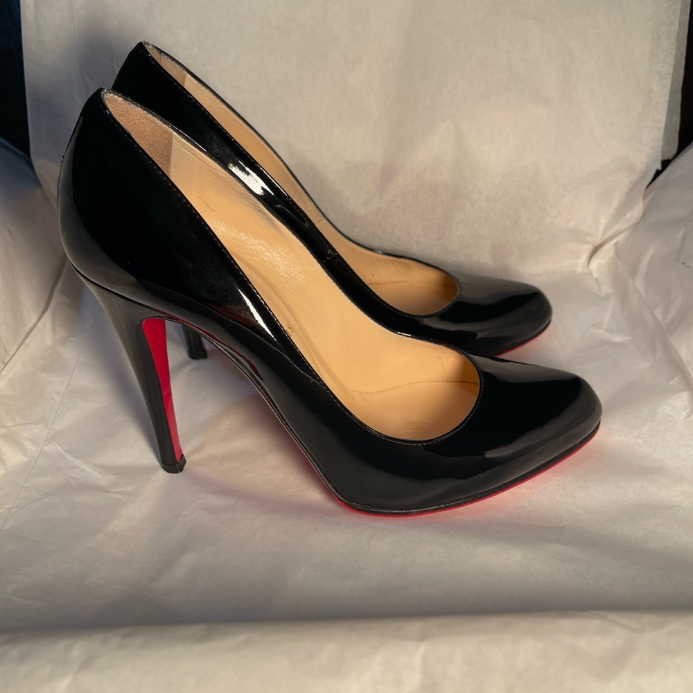 Christian Louboutin Glossy Black patent simple pumps 100mm. EU 38.5 - Picture 7 of 12